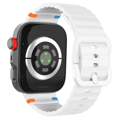 Silicone Watch Strap for Huawei Watch Fit 4 Pro / Fit 4 / Fit 3 Wave Stitching Line Design Wrist Band - White