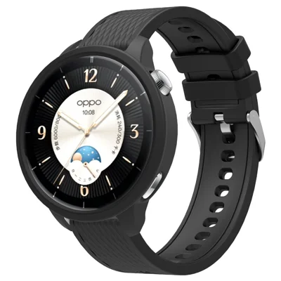 For Oppo Watch X2 Mini Textured Silicone Smartwatch Strap + Watch Case - Black
