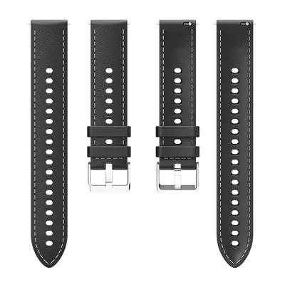 For Huawei Watch GT 5 41mm Smartwatch Band 18mm Stitched Line Design Adjustable Silicone Strap - Black