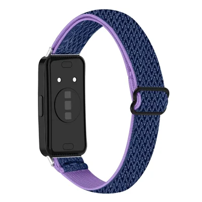 For Huawei Band 10 / 9 / 8 Adjustable Nylon Watch Band Wave Design Elastic Wrist Strap - Purple / Blue