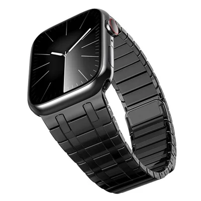 Smartwatch Band for Apple Watch Ultra 4 3 2 1 49mm / Series 12 11 10 46mm / 9 8 7 45mm / SE3 SE2 SE 6 5 4 44mm / 3 2 1 42mm Magnetic Stainless Steel Wrist Strap - Black