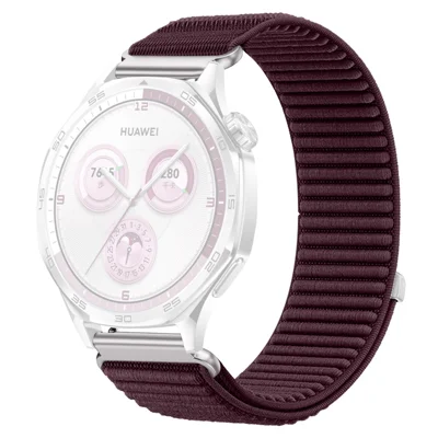 For Samsung Galaxy Watch7 44mm / 40mm Wrist Strap 20mm Magic Tape Nylon Woven Watch Band - Plum Color