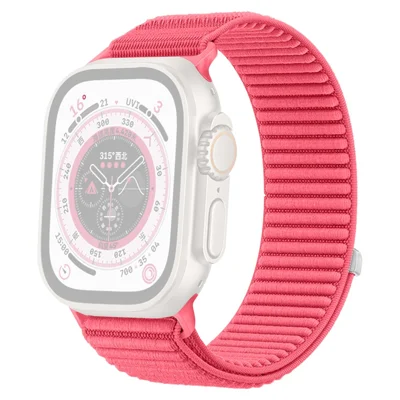 Wrist Strap for Apple Watch Series 12 11 10 42mm / 9 8 7 41mm / SE3 SE2 SE 6 5 4 40mm / 3 2 1 38mm Magic Tape Nylon Woven Watch Band - Water Red