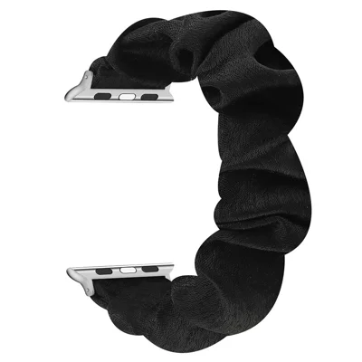 Elastic Scrunchie Hair Band Watch Strap for Apple Watch Ultra 4 3 2 1 49mm / Series 12 11 10 46mm / 9 8 7 45mm / SE3 SE2 SE 6 5 4 44mm / 3 2 1 42mm - Black