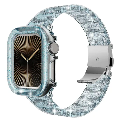 For Apple Watch Ultra 2 49mm / Ultra 49mm Stylish PC Epoxy Resin Smartwatch Strap + Watch Case - Blue