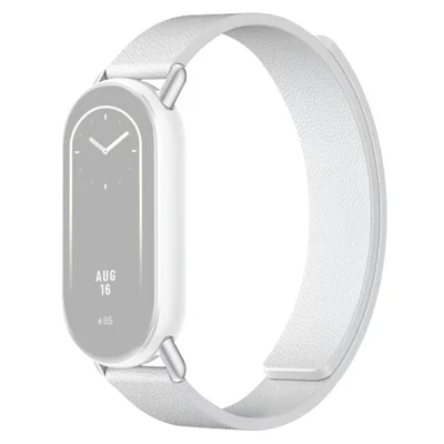 Silicone Band for Xiaomi Smart Band 10 / 10 NFC / 10 Ceramic / 9 / 9 NFC / 9 Ceramic Edition / 8 / 8 NFC Litchi Texture Magnetic Strap - White