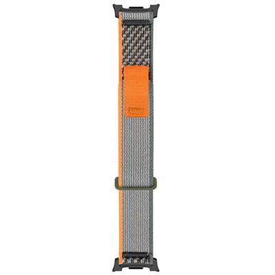 Nylon Watch Strap For Samsung Galaxy Watch9 40mm / 44mm / Watch8 44mm  /  40mm  /  Watch8 Classic 46mm Loop Fastener Wrist Band with Metal Connectors - Orange  /  Grey