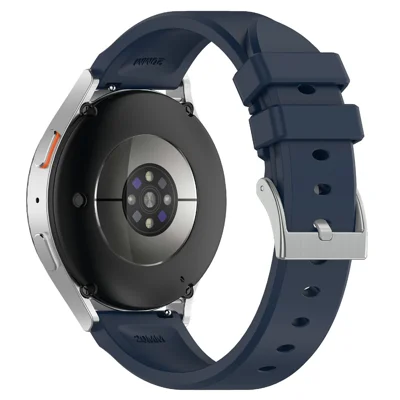 For Samsung Galaxy Watch7 44mm  /  40mm Watch Band 20mm Steel Buckle Solid Color Silicone Strap - Navy Blue