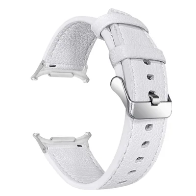 For Samsung Galaxy Watch Ultra2 47mm / Watch Ultra (2025) 47mm / Watch Ultra 47mm Band Genuine Cow Leather Adjustable Wrist Strap - White