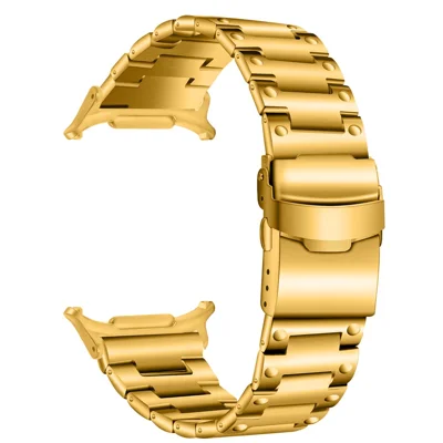 For Samsung Galaxy Watch Ultra2 47mm / Watch Ultra (2025) 47mm / Watch Ultra 47mm Band Turtleback Clasp Electroplated Stainless Steel Watch Strap - Gold