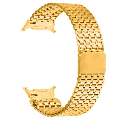 Colored Watch Band for Samsung Galaxy Watch Ultra (2025) 47mm / Ultra 47mm Stainless Steel Magnetic Nine-Bead Strap - Gold