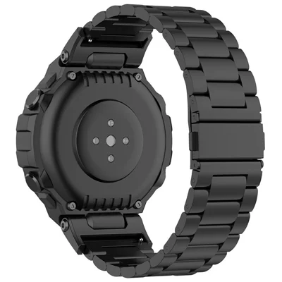 Watch Band for Huami Amazfit T-Rex Pro A1918 Titanium Alloy 3-Bead Wrist Strap - Black