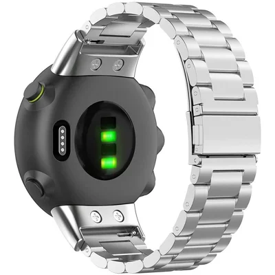 Watch Band for Garmin Forerunner 45 / 45S / Swim 2 Titanium Alloy 3-Bead Wrist Strap - Silver