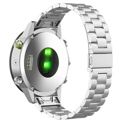 20mm Watch Band with Connector for Garmin Fenix 8 43mm / Descent MK3 Titanium Alloy 3-Bead Wrist Strap - Silver - Silver