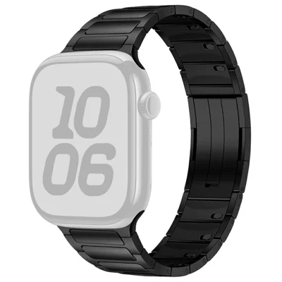 Watch Band For Apple Watch Ultra 4 3 2 1 49mm / Series 12 11 10 46mm / 9 8 7 45mm / SE3 SE2 SE 6 5 4 44mm / 3 2 1 42mm 3-Bead Stainless Steel Quick Release Strap - Black