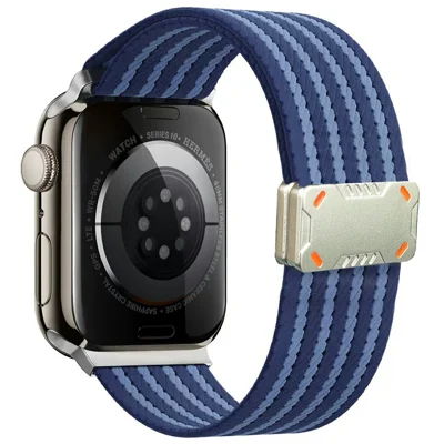Watch Band For Apple Watch Series 10 9 8 7 SE 6 5 4 3 2 1 42mm 41mm 40mm 38mm Nylon Strap with Magnetic Buckle - Blue