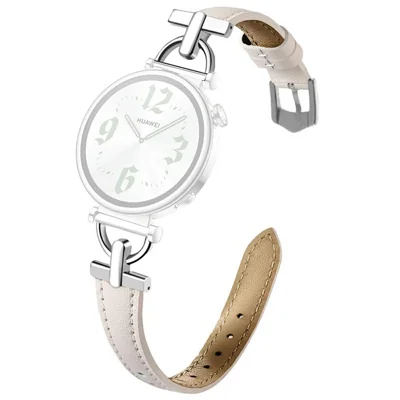 Watch Band For Samsung Galaxy Watch7 40mm 44mm / Watch6 Classic 43mm 47mm , 20mm Genuine Cow Leather Strap with D-shape Connector - Light Pink