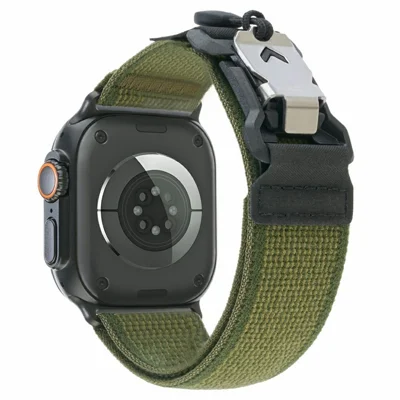 LEMONDA Urband til Apple Watch Ultra 3 2 1 49 mm / Series 11 10 46 mm / 9 8 7 45 mm / SE3 SE2 SE 6 5 4 44 mm / 3 2 1 42 mm Nylonbånd med FIDLOCK Magnetlås – Grøn
