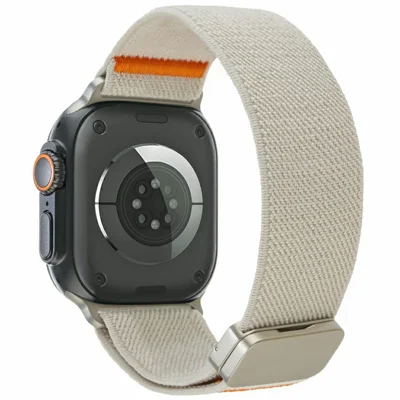 LEMONDA Watch Band For Apple Watch Ultra 4 3 2 1 49mm / Series 12 11 10 46mm / 9 8 7 45mm / SE3 SE2 SE 6 5 4 44mm / 3 2 1 42mm Stretch Woven Nylon Strap - Starlight