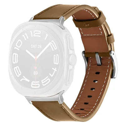 For Samsung Galaxy Watch Ultra (2025) 47mm / Watch Ultra 47mm Watch Band Silk Surface Genuine Cow Leather Strap - Light Brown