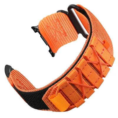 Nylon Watch Band for Samsung Galaxy Watch9 40mm / 44mm / Watch8 Classic 46mm / Watch8 44mm / 40mm Magic Tape Strap Military Style - Orange