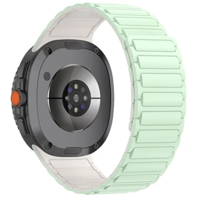 Magnetic Silicone Strap for Samsung Galaxy Watch8 44mm / 40mm / Watch8 Classic 46mm Adjustable Watch Band - Mint Green / Starlight