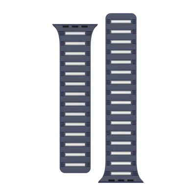 Magnetic Strap for Apple Watch Apple Watch Ultra 4 3 2 1 49mm / Series 12 11 10 46mm / 9 8 7 45mm / SE3 SE2 SE 6 5 4 44mm / 3 2 1 42mm Silicone Watch Band - Midnight Blue / White