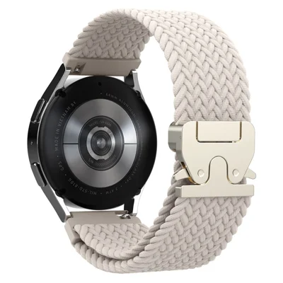AHASTYLE WE37 Watch Band For Samsung Galaxy Watch7 / Watch6 / Watch 5 / Watch 4 40mm 44mm , 20mm Double Loop Nylon Braided Strap - Starlight White