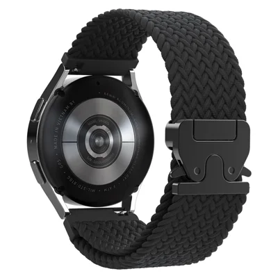 AHASTYLE WE37 Watch Band For Samsung Galaxy Watch7 / Watch6 / Watch 5 / Watch 4 40mm 44mm , 20mm Double Loop Nylon Braided Strap - Black