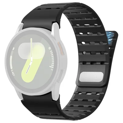 AHASTYLE WE33-SX For Samsung Galaxy Watch7 / Watch6 / Watch 5 / Watch 4 40mm 44mm , 20mm Breathable Magnetic Silicone Strap - Black