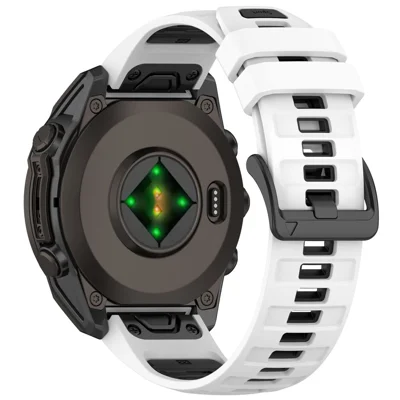 26mm Replacement Strap for Garmin Fenix 9 Pro 51mm / Fenix 9 51mm / quatix 8 51mm / Fenix 8 51mm / epix Pro 51mm Dual Color Silicone Watch Band - White / Black