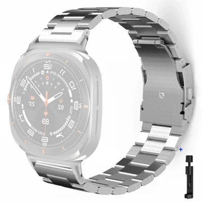 For Samsung Galaxy Watch Ultra 47mm / Ultra (2025) 47mm Watch Band Titanium Alloy 3-Bead Wrist Strap - Silver