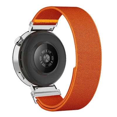For Huawei Watch GT 5 41mm Nylon Watch Band 18mm Adjustable Elastic Replacement Strap - Orange