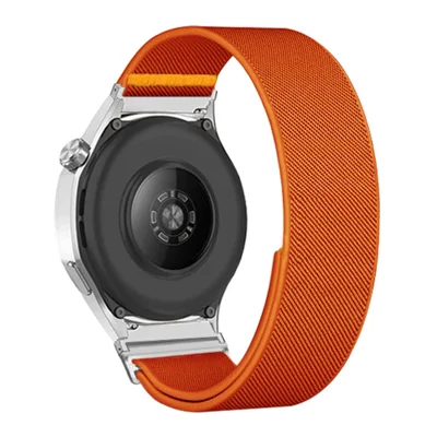 For Samsung Galaxy Watch7 44mm / 40mm Nylon Watch Band 20mm Adjustable Elastic Replacement Strap - Orange
