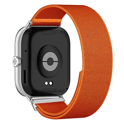 Nylon Watch Band for Xiaomi Smart Band 10 Pro / 9 Pro / 8 Pro / Redmi Watch 6 / 5 / 4 Adjustable Elastic Replacement Strap - Orange