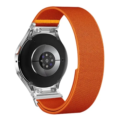 For Samsung Galaxy Watch7 44mm / 40mm Nylon Watch Band Adjustable Elastic Replacement Strap - Orange