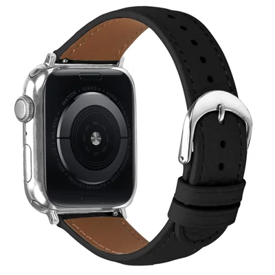 Replacement Strap for Apple Watch Apple Watch Ultra 4 3 2 1 49mm / Series 12 11 10 46mm / 9 8 7 45mm / SE3 SE2 SE 6 5 4 44mm / 3 2 1 42mm Litchi Texture PU Leather Watch Band - Black