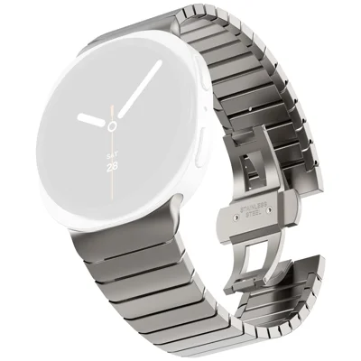 Watch Band For Samsung Galaxy Watch9 40mm / 44mm / Watch8 44mm  /  40mm  /  Watch8 Classic 46mm Butterfly Clasp Stainless Steel Strap - Titanium