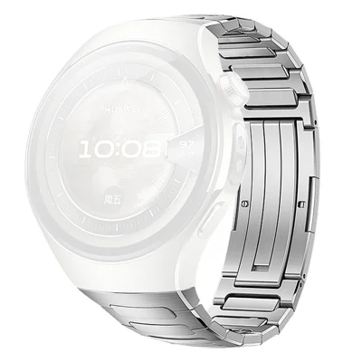 For Huawei Watch 5 46mm Titanium Alloy Metal Watch Band H-Link Design Folding Clasp Strap - Silver