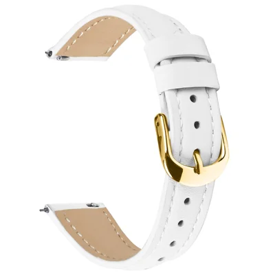 For Huawei Watch GT 4 41mm Watch Band Gold Buckle Slim Leather Strap - White