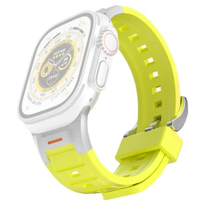 Silicone Watch Band for Apple Watch Ultra 4 3 2 1 49mm / Series 12 11 10 46mm / 9 8 7 45mm / SE3 SE2 SE 6 5 4 44mm / 3 2 1 42mm Quick Release Replacement Strap - Fluorescent Green
