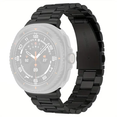 Replacement Strap for Samsung Galaxy Watch9 40mm / 44mm / Watch8 44mm / 40mm / 8 Classic 46mm Metal Watch Band 3-Bead Design Folding Clasp - Black