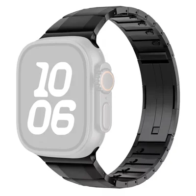 Stainless Steel Watch Band For Apple Watch Series 12 11 10 42mm / 9 8 7 41mm / SE3 SE2 SE 6 5 4 40mm / 3 2 1 38mm Side Release Single Bead Strap - Black