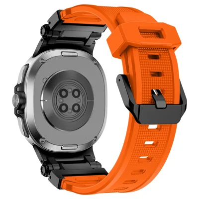 Silicone Watch Band for Samsung Galaxy Watch9 40mm / 44mm / Watch8 44mm / 40mm / Watch8 Classic 46mm Adjustable Strap with Black Metal Connector - Orange