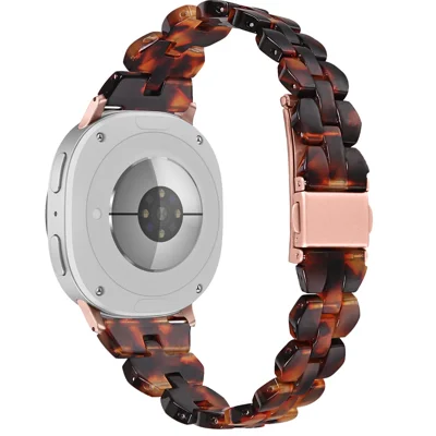 Resin Acrylic Watch Band for Samsung Galaxy Watch9 40mm / 44mm /  Watch8 Classic 46mm / Watch8 44mm / 40mm Rhombus Waterproof Wrist Strap - Tortoiseshell