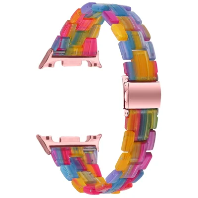 Watch Strap for Samsung Galaxy Watch9 40mm / 44mm /  Watch8 Classic 46mm / Watch8 44mm / 40mm Acrylic Resin Waterproof Slim Wrist Band - Rainbow