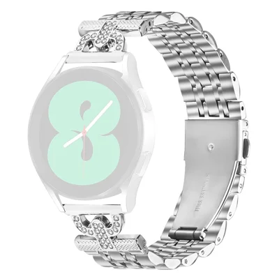 Watch Band for Huami Amazfit GTS 4 Mini / GTS 3 / GTS 2 7-Bead D-Shape Rhinestones Decor Silver Stainless Steel Strap