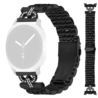 Watch Band for Samsung  Galaxy Watch Ultra2 47mm / Watch Ultra (2025) 47mm / Watch Ultra 47mm Rhinestones Decor Stainless Steel Colored Watch Strap - Black