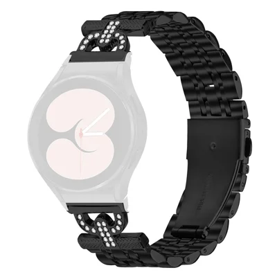 Watch Band for Samsung Galaxy Watch6 Classic 47mm / 43mm / Watch6 44mm / 40mm Stainless Steel Strap with Quick Release Connector - Black