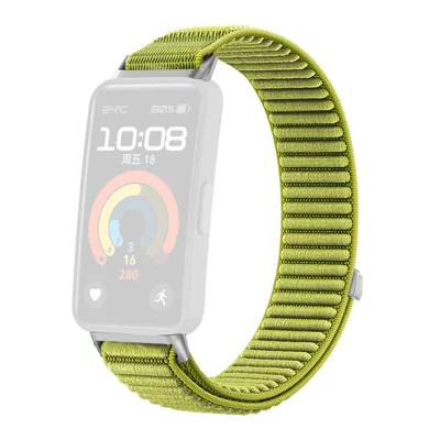 شريط نايلون منسوج لساعة Huawei Band 10 / 9 / 8 بسوار بسوستة سحرية - أخضر